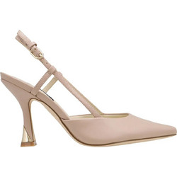 Nine West Vassa Γόβες Slingback Δερμάτινες με Λεπτό Ψηλό Τακούνι Nude