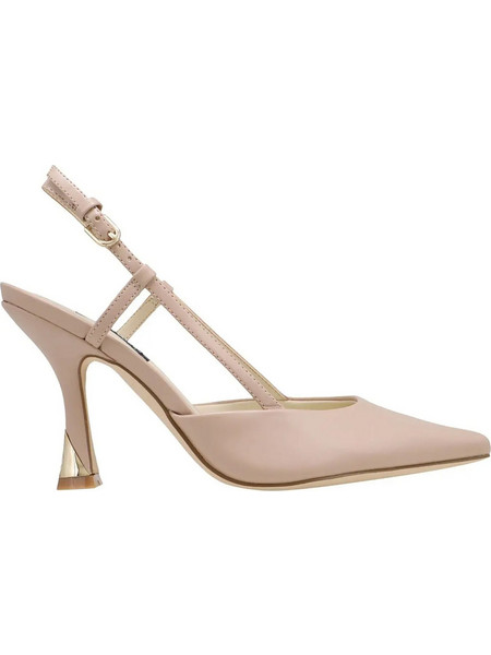 Nine West Vassa Γόβες Slingback Δερμάτινες με Λεπτό Ψηλό Τακούνι Nude