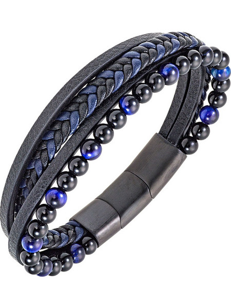 All Blacks Ανδρικό Βραχιόλι από Δέρμα & Ατσάλι 682360