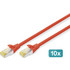 Digitus S/FTP Cat.6a Καλώδιο Δικτύου Ethernet 3m Red 10τμχ DK-1644-A-030-R-10