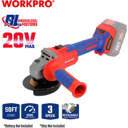 Workpro WP392004 Γωνιακός Τροχός Μπαταρίας 20V 125mm με Ρύθμιση Στροφών Solo