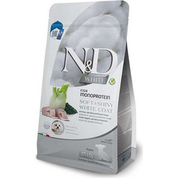 Farmina N&D White Grain Free Fish Monoprotein Soft & Shiny White Coat Mini Puppy with Sea Bass, Spirulina & Fennel 1.5kg