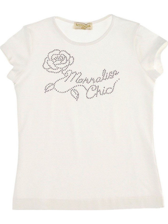 Monnalisa Παιδικό T-Shirt Κοντομάνικο Εκρού 716603AC 6201-0001