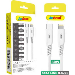 Andowl Q-SJ7B USB-C to Lightning Cable 30W White 8054072716002