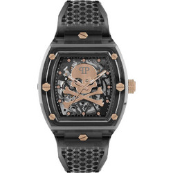 Philipp Plein The Skeleton Ανδρικό Ρολόι Αυτόματο με Μαύρο Καουτσούκ Λουράκι PWPTA0424