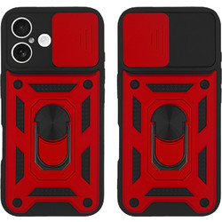 Sonique Ring Armor CamPro Back Cover Black/Red (iPhone 16 Plus)