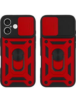 Sonique Ring Armor CamPro Back Cover Black/Red (iPhone 16 Plus)