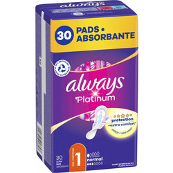 Always Platinum Normal Μέγεθος 1 Σερβιέτες με Φτερά για Κανονική Ροή 3 Σταγόνες 30τμχ
