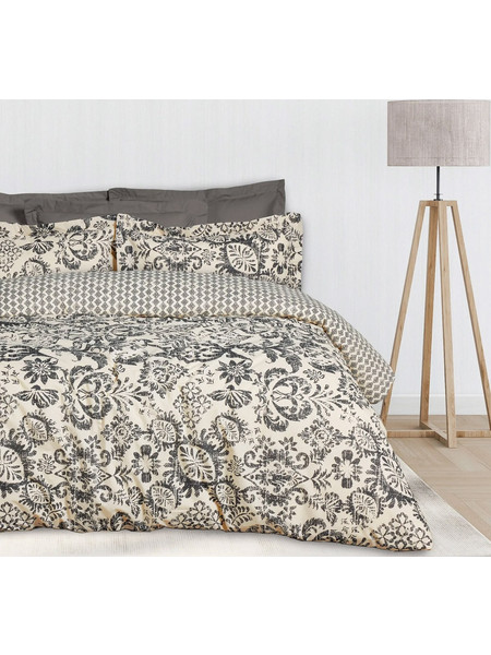 Das Home Σετ Σεντόνια Μονά Βαμβακερά 170x260 Happy 9677 Black Taupe