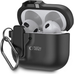 Tech-Protect Θήκη Σιλικόνης με Γάντζο για Apple AirPods 4 Μαύρη