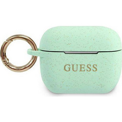 Guess Glitter Θήκη Σιλικόνης με Γάντζο για Apple AirPods Pro 1 Πράσινο Mint