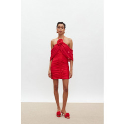 Mix & Match Mirella Mini Καλοκαιρινό Φόρεμα για Γάμο / Βάπτιση Ντραπέ Κόκκινο SS2501