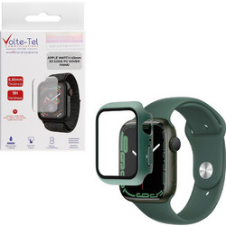 Volte-Tel Πλαστική Θήκη Tempered Glass για Apple Watch 7 45mm Χακί