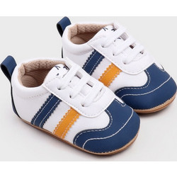 Childrenland Βρεφικά Sneakers Αγκαλιάς Άσπρο Navy Μπλε Πορτοκαλί D4007
