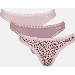 Sloggi Go Crush Βαμβακερά Γυναικεία String με Δαντέλα Ροζ 3Pack 10219704-V001