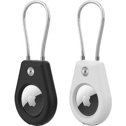 Hurtel Apple AirTag Case with Steel Cable 2-Pack Black/White