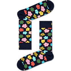 Happy Socks Flower Βαμβακερές Γυναικείες Κάλτσες Μαύρες Πολύχρωμες P000048-1000
