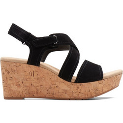 Clarks Ανατομικές Καλοκαιρινές Γυναικείες Πλατφόρμες Ψηλές Μαύρες 26171321
