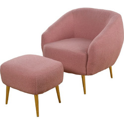 PoliHome Πολυθρόνα με Υποπόδιο Ροζ Fuzzy 162775209