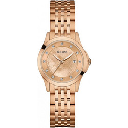 Bulova Γυναικείο Ρολόι με Ροζ Χρυσό Μεταλλικό Μπρασελέ 97S112