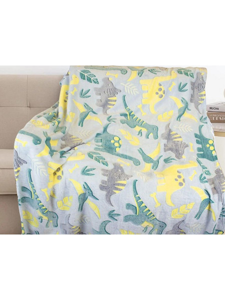 Γαρύφαλλο Παιδική Κουβέρτα Fleece Little Dinosaurs Φωσφοριζέ 160x220 Γαλάζια