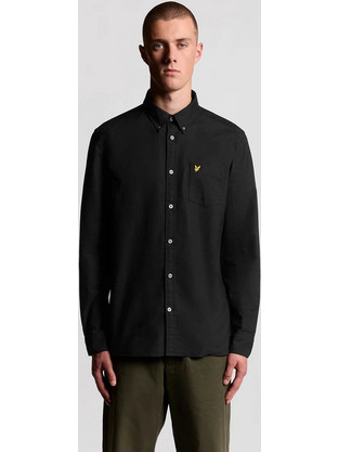 Lyle & Scott Oxford Ανδρικό Πουκάμισο Βαμβακερό Μακρυμάνικο Κανονική Γραμμή Μαύρο LW2112V-865