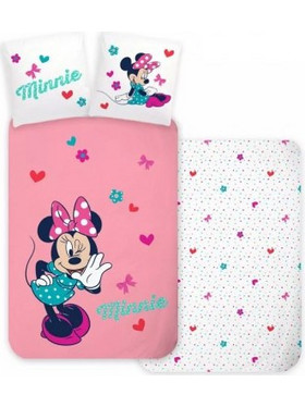 Disney Minnie Whisper Σετ Παιδική Παπλωματοθήκη Μονή Βαμβακερή 140x200 Ροζ