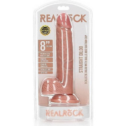 Shots RealRock Straight 8" Ρεαλιστικό Dildo με Βεντούζα & Όρχεις 20.3cm Flesh