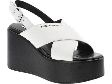Karl Lagerfeld Wendy Kross Ανατομικές Καλοκαιρινές Γυναικείες Πλατφόρμες Πολύ Ψηλές Λευκές KL33325-010