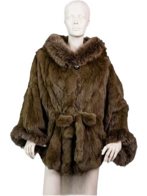 Leather Brands Γυναικεία Γούνα με Κουκούλα Σοκολατί FUR-KB-10