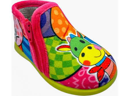 Childrenland Ανατομικές Χειμερινές Παιδικές Παντόφλες Μποτάκια για Κορίτσι Πράσινες Φούξια 5330