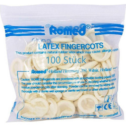 Romed Latex Fingercots Ελαστικά Δάχτυλα Large 100τμχ