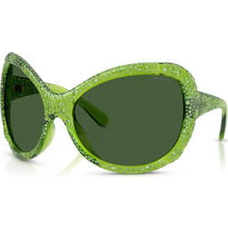 Swarovski SK6052 108971 Γυναικεία Γυαλιά Ηλίου Μάσκα Κοκάλινα Πράσινα με Μαύρο Φακό