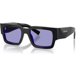 Prada PRB17S 16K01O Ανδρικά Γυαλιά Ηλίου Τετράγωνα Κοκάλινα Μαύρα με Μπλε Φακό