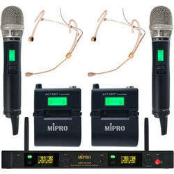 MIPRO ACT-5800 MU-506HS/MU-59 Quad Σετ 4 Ασύρματα Χειλόφωνα Πέτου XLR / 3.5mm