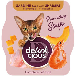 Delickcious Paw-licking Soup with Sardine, Shrimps & Pumpkin 80gr