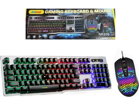 Andowl QK809 Σετ Gaming Πληκτρολόγιο RGB Silver