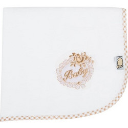 Figlio Bino Baby Πάνα Αγκαλιάς Φανελένια Λευκή Καφέ 90x88cm 35-01