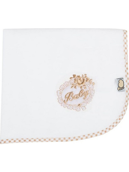 Figlio Bino Baby Πάνα Αγκαλιάς Φανελένια Λευκή Καφέ 90x88cm 35-01