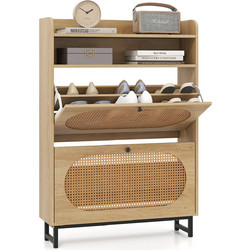 Costway Παπουτσοθήκη Rattan M80xΠ24xΥ115cm JV12030NA