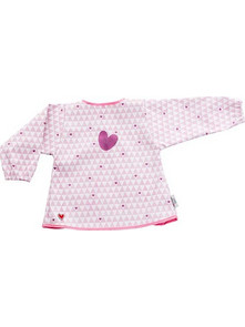 Baby To Love Hearts Αδιάβροχη Σαλιάρα Ποδιά Υφασμάτινη με Αυτοκόλλητο & Μανίκια 6m+ Ροζ