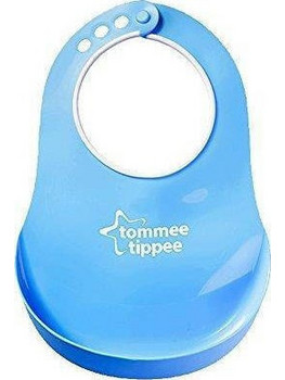 Tommee Tippee Ess Comfi Αδιάβροχη Σαλιάρα Πλαστική με Κουμπί & Τσέπη 6m+ Γαλάζια