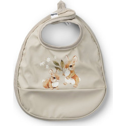 Elodie Details Bunny Darling Αδιάβροχη Σαλιάρα Υφασμάτινη με Αυτοκόλλητο & Τσέπη 3m+ Εκρού
