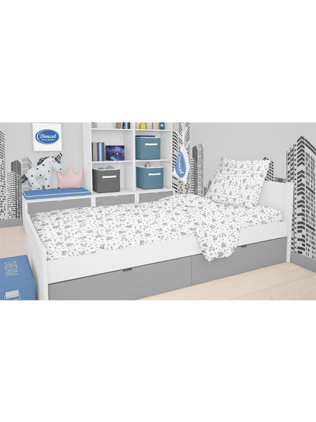 Dimcol Elephant 074 Παιδική Παπλωματοθήκη Μονή Φανελένια 160x240 Λευκή Γκρι