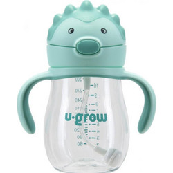 U-Grow Παιδικό Ποτηράκι με Λαβές & Καλαμάκι Τιρκουάζ 330ml
