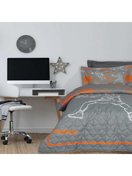 Das Home Παιδικό Κουβερλί Μονό Microfiber 160x220 4941 Γκρι Πορτοκαλί