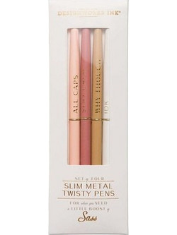 Designworks Twisty Slim Metal Cream Σετ Στυλό Διαρκείας 1mm Μαύρο 4τμχ DPSM-2024