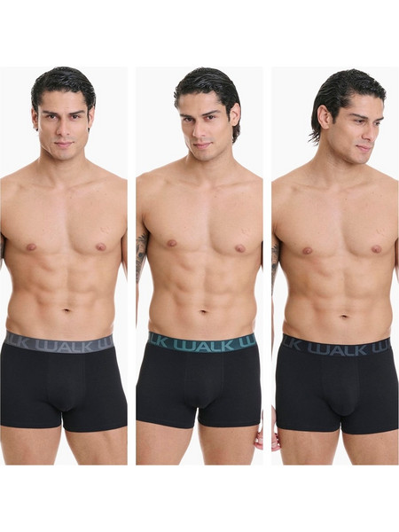 Walk Ανδρικά Μποξεράκια Σετ 3Pack Μαύρα W1753-4-020202