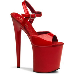 Pleaser Flamingo 809 Γυναικεία Πέδιλα Κόκκινα με Λεπτό Ψηλό Τακούνι και Φιάπα