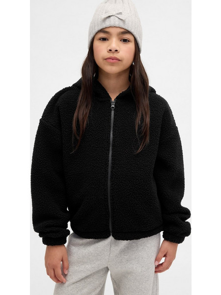 Gap Παιδική Ζακέτα Fleece με Κουκούλα και Φερμουάρ Μαύρη 843900002